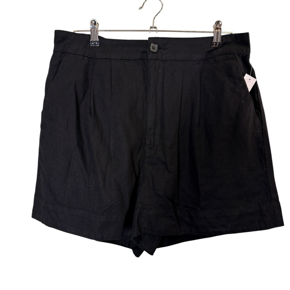 Joie Black Flat Front Women’s Cotton Linen Blend Pleated Summer Shorts Sz M
